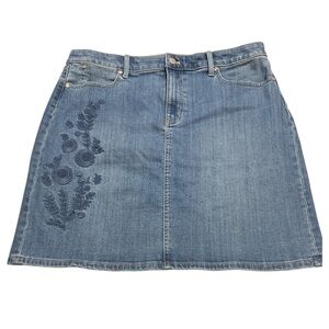 Embroidered Jean Skirt